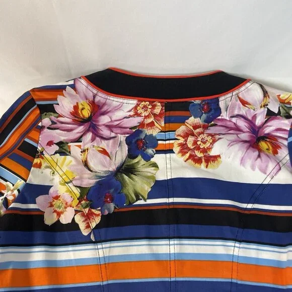 Joseph Ribkoff Floral & Stripe Zip Jacket – Size 10 (CAN/USA) - Picture 11 of 15